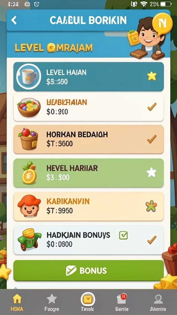Tampilan menu utama yang menarik dan user-friendly.