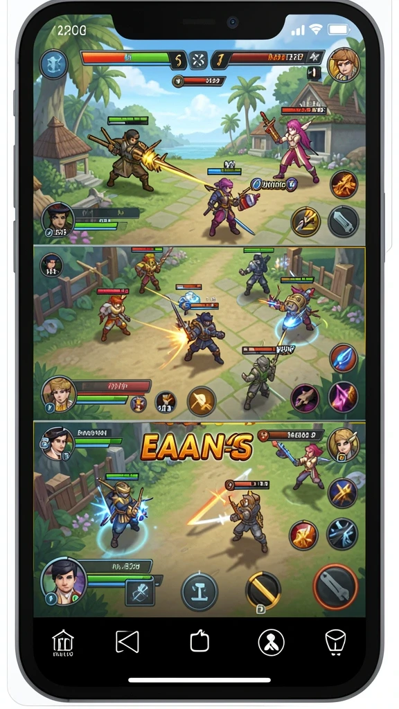 Gambar menunjukkan pertarungan epik melawan monster raksasa.